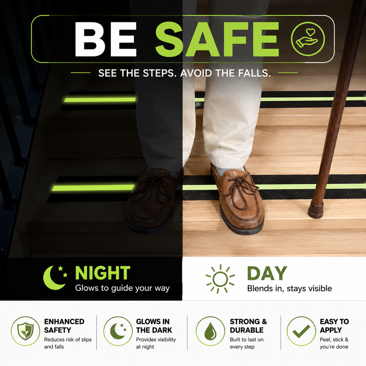 Anti Slip Safety Tape | Glows in the Dark (Buy 1 get 1 free)