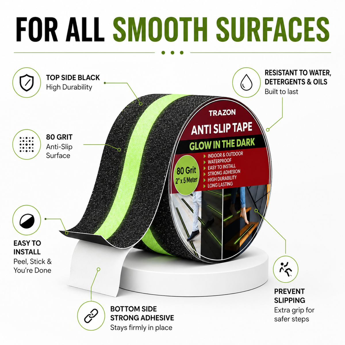 Anti Slip Safety Tape | Glows in the Dark (Buy 1 get 1 free)