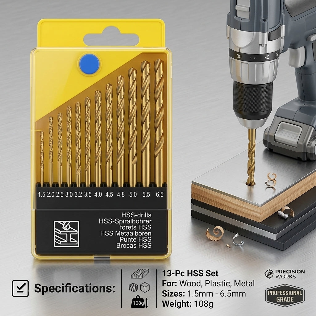 13-Piece Heavy-Duty Alloy Drill Bit Set
