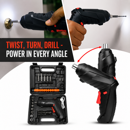 46 PCS Rechargeable Cordless Drill & Screwdriver Kit